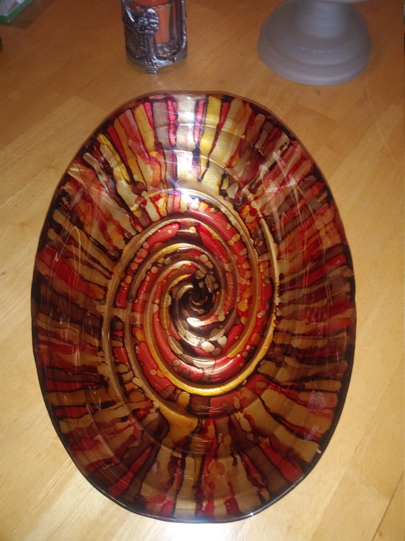 Glass art type spiral platter Circa. 1980s