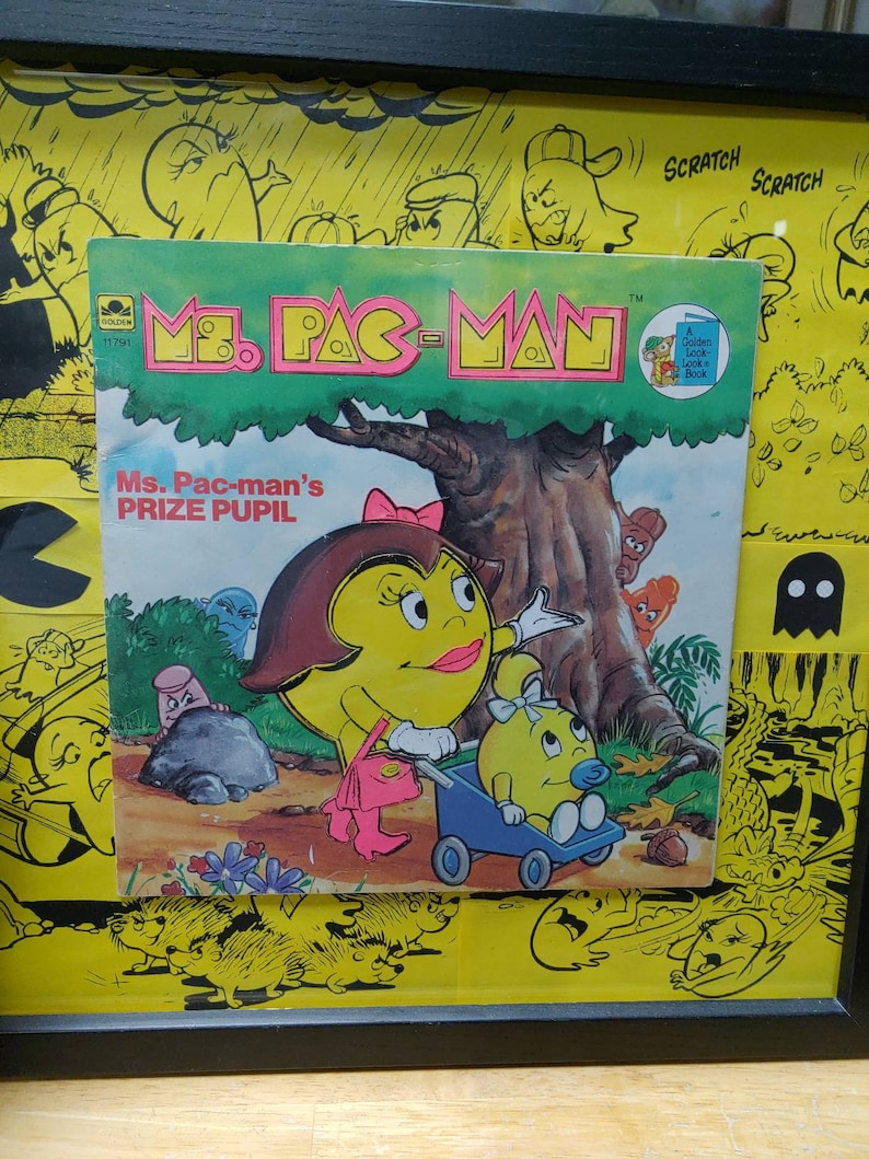 Ms PAC Man illustrated Golden Book Framed Circa. 1983 image 2