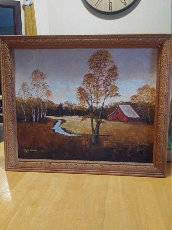 Bismarck Farmland with Red barn by Verna Williams Circa. 1981