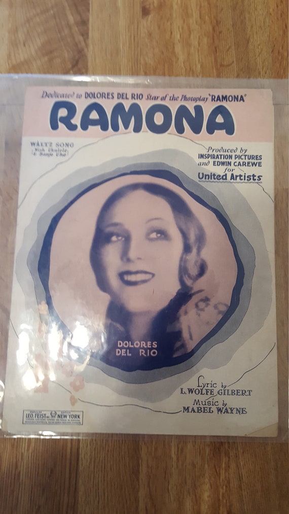 Ramona Dolores Del Rio 1927 sheet music