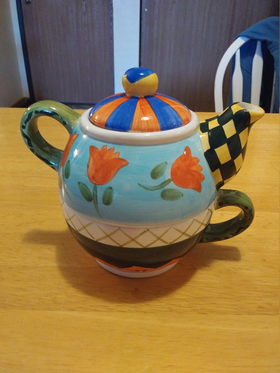 3 piece colorful Tea pot Circa. 1990s