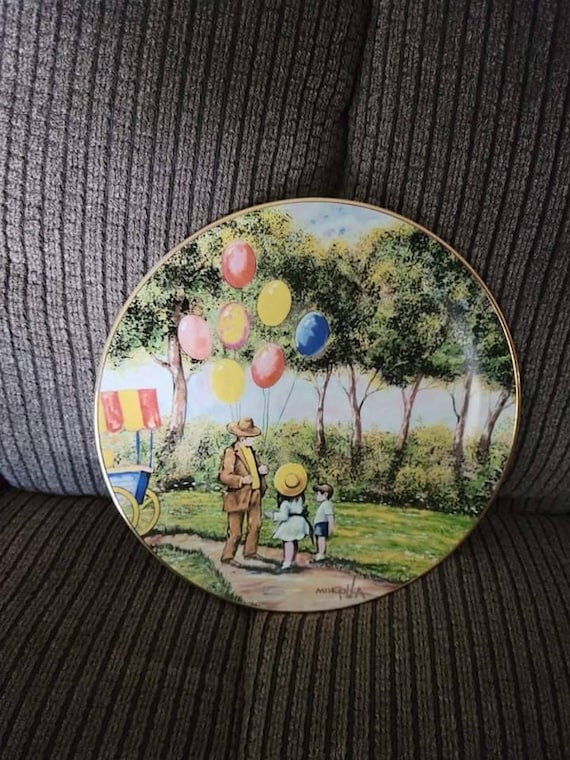 The Ballon Man an original painting  by Dominic John Mingola limited Edition Collectors plate Circa. 1979