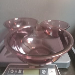 Pyrex cranberry mixing bowls
