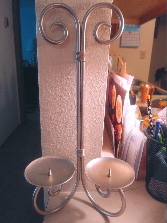 Metal wall mounted double candle holder Circa. 2000