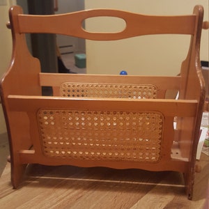 Wood and wicker Magazine wrack