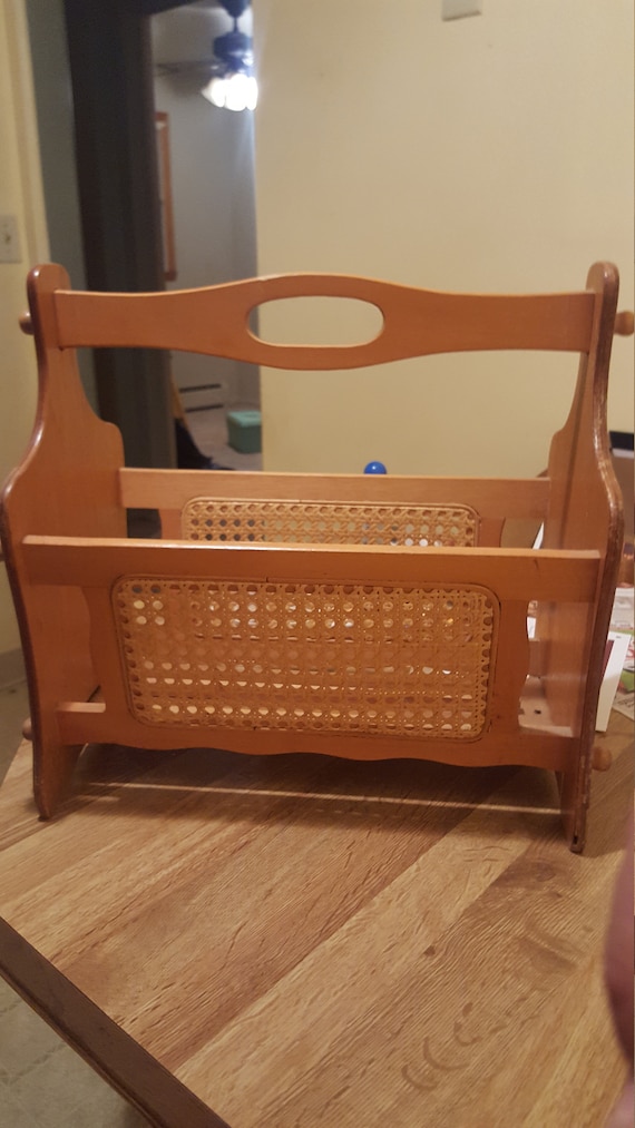 Wood and wicker Magazine wrack