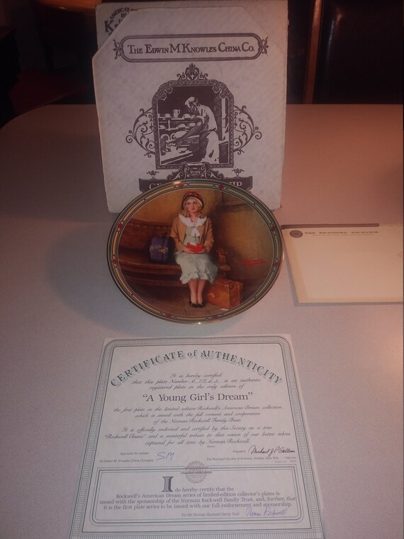 A young girls dream by Norman Rockwell 1985 #6756x in original box with certificate of authenticity. Edwin M. Knowles Fine China.