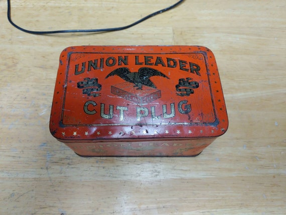 ヴィンテージ タバコ缶 UNION LEADER CUT PLUG TIN Vintage Union Leader Cut Plug Tobacco Tin – TheBoxSF