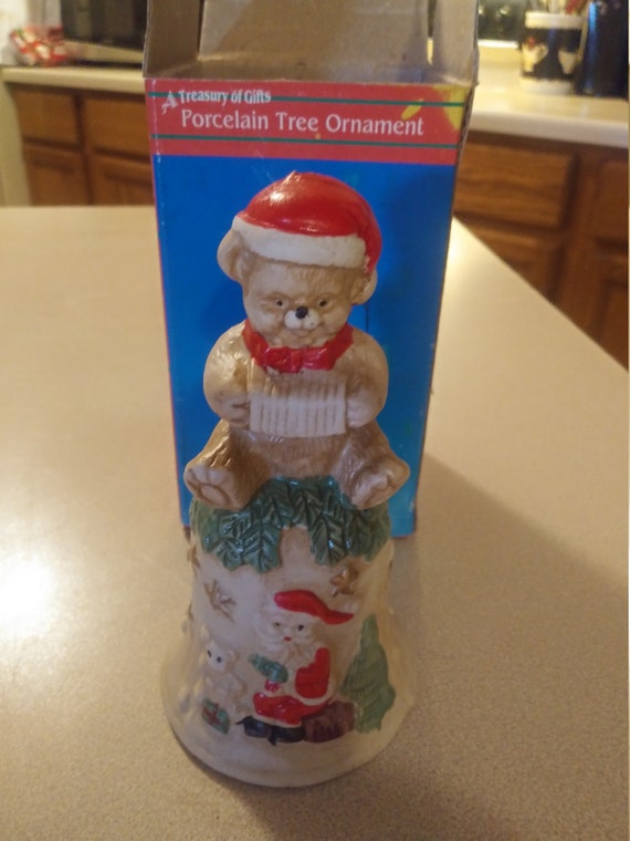 Teddy Bear bell by Treasury of gifts with original box Circa. 1980s