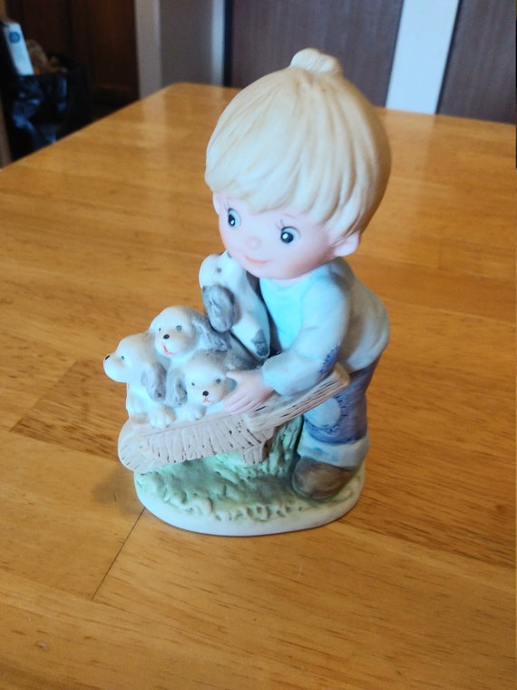 HOMCO # 1402 Boy with Puppies, by Home Interiors 1980s