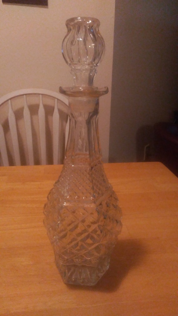 Crystal cut glass Decanter with ornate design. circa.1960s