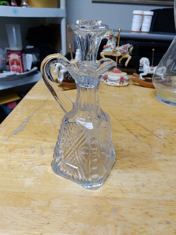 Vinegar cut glass cruet with stopper Circa. 1970s