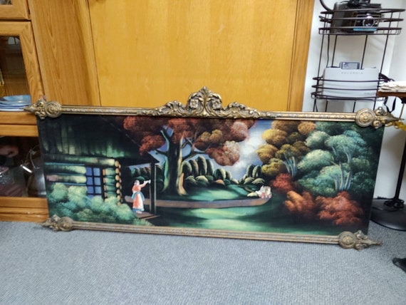 Leaving The Homestead acrylic painting  on Canvass mounted in a hand carved Regal frame Circa. 1920s