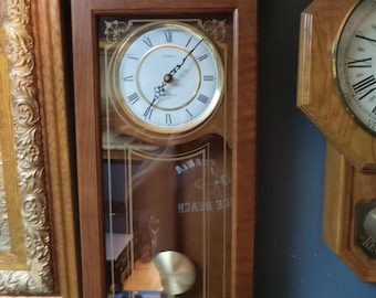 風景画 サイン入り L. Meslay エッチング刻印 Westminster Vintage Elgin Westminster Chime Art Deco Wall Clock | eBay