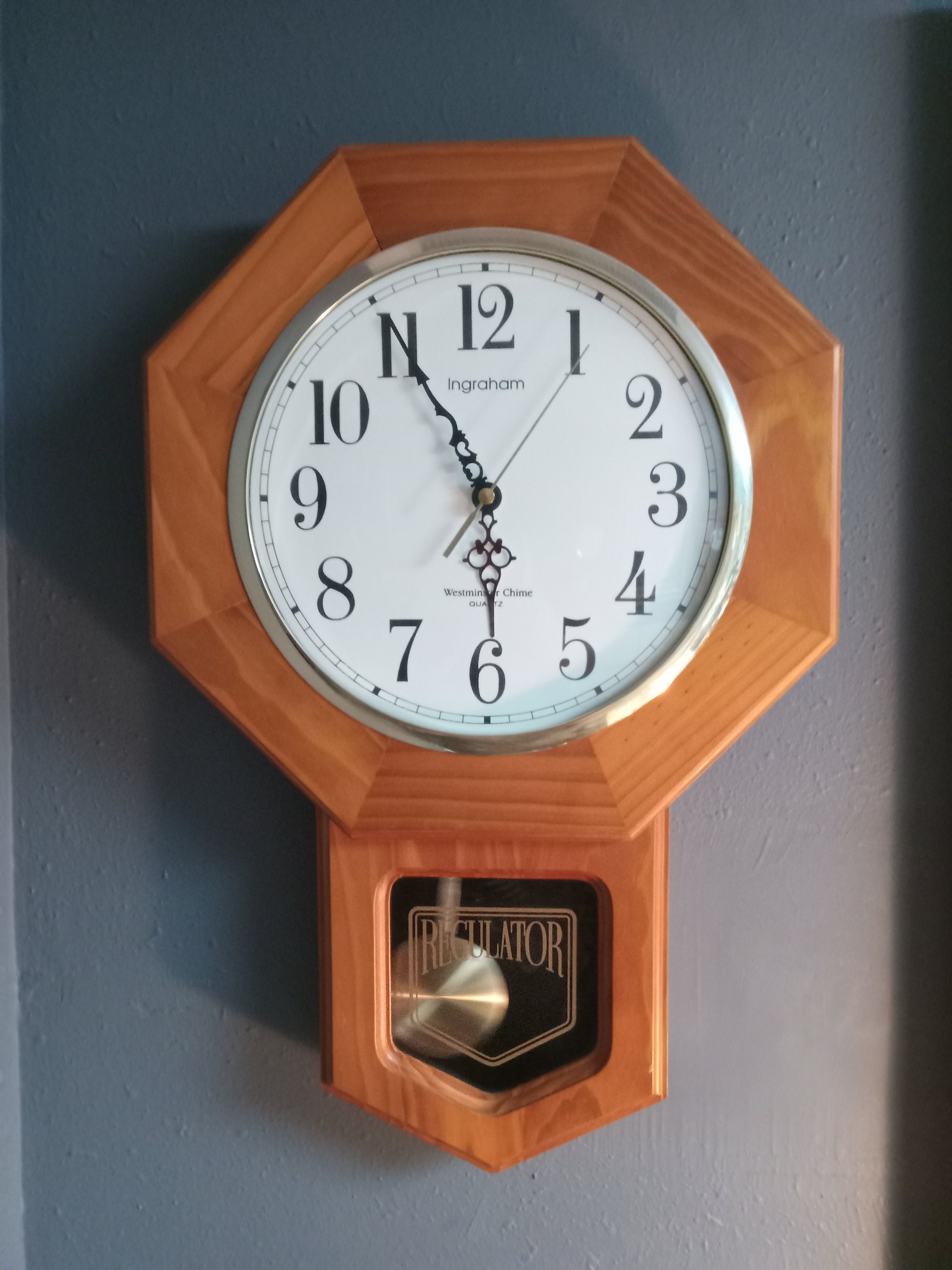 Ingraham Quartz Westminster Chime Regulator Wall Clock