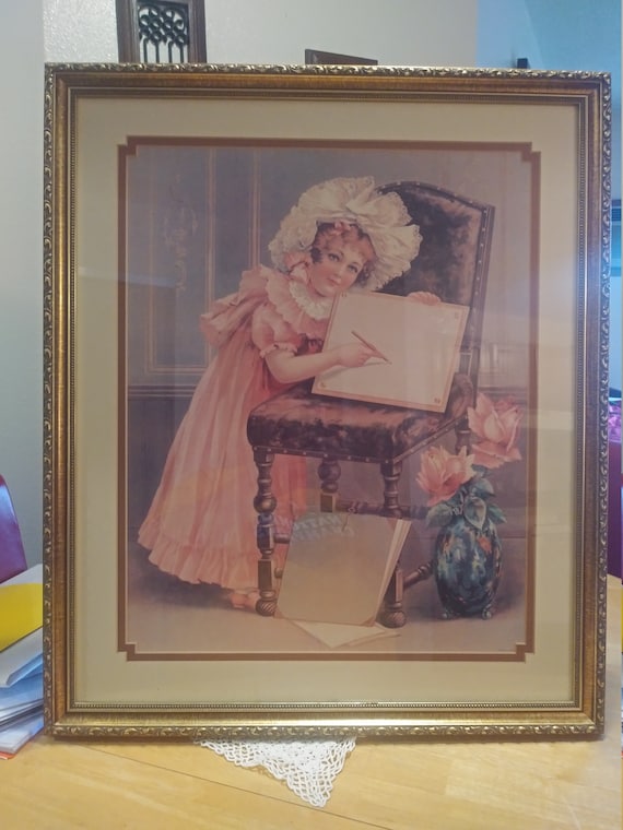 Edwardian Era Girl Painting Circa. 1980s