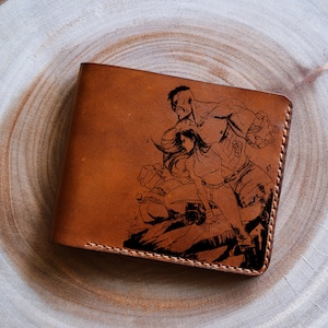 Cartera de cuero genuino del equipo Black Widow con la pancarta de Hulk, cartera premium de superhéroes de los Vengadores, idea de regalo de cartera navideña, regalo con mensaje personalizado