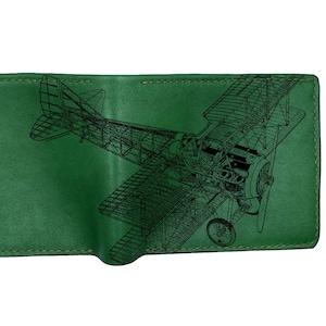 Cartera de cuero premium Cutaway Biplane / Cartera de hombre hecha a mano para mecánicos / Cartera de cuero para veteranos hecha a mano como regalo para él / Idea de regalo de cartera navideña
