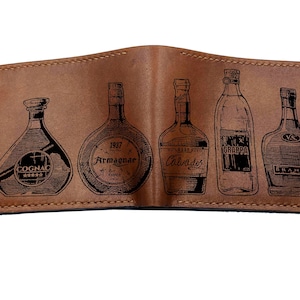 Cartera de cuero premium con forma de alcohol, regalo, nueva cartera de cuero genuino para él para fiesta de Navidad, cartera de cuero genuino, cartera de cuero triple como regalo