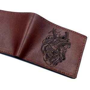 Cartera de cuero premium Heart Anatomy/Cartera de cuero hecha a mano personalizada para aniversario/Cartera de cuero genuino para hombre/Idea de regalo de billetera navideña