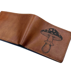 Idée cadeau mignonne de portefeuille en cuir de qualité supérieure de champignon, cadeau de portefeuille d'oeuvre d'art d'ingrédient drôle de cuisine, nouveau cadeau personnalisé de portefeuille de Noël pour le chef
