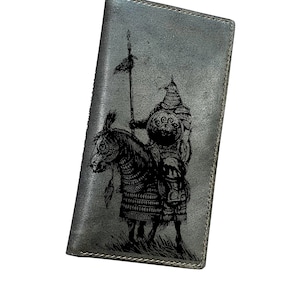Idea de regalo de guerrero de los Cruzados Rojos, billetera de cuero genuino de primera calidad hecha a mano para hombres, regalo de caballero para él, billetera nueva personalizada para regalo de Navidad