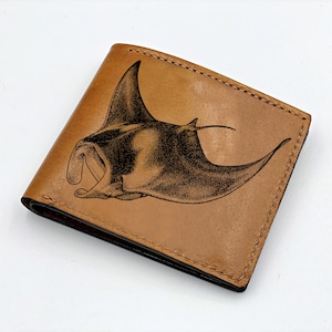 Portefeuille en cuir véritable design galuchat, raie des mers, portefeuille en cuir exotique premium, portefeuille fait main personnalisé inspiré des animaux de l'océan de Noël