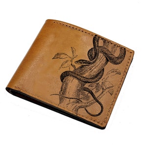 Cartera de cuero hecha a mano con forma de serpiente/Cartera personalizada para hombre/Cartera con diseño de serpiente para hombre/Cartera de regalo de cumpleaños/Idea de regalo de billetera nueva para Navidad
