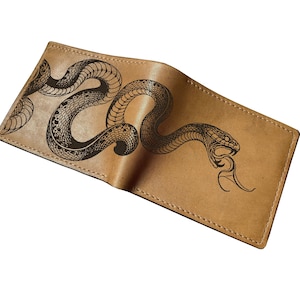 Cartera de piel auténtica de serpiente para hombre/Billetera personalizada hecha a mano como regalo para él/Idea única de regalo de billetera de cuero para Navidad, Billetera triple premium