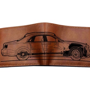 Cartera clásica de cuero premium hecha a mano de Rolls Royce Phantom/cartera de mecánico para hombre/cartera para el auto de tus sueños/idea de regalo de billetera de cuero triple para Navidad