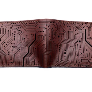 Cartera de cuero genuino hecha a mano con patrón de placa de circuito eléctrico PCB/cartera de hombre personalizada/cartera de cuero de tres pliegues/cartera de hombre nueva de Navidad