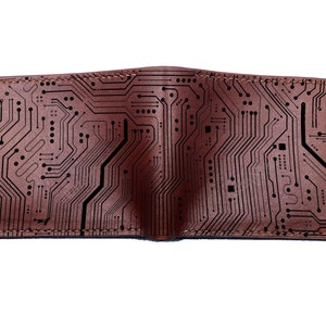 PCB Electrical Circuit Board Pattern Genuine handmade leather wallet/Personalized Men wallet/trifold leather wallet/Christmas new wallet