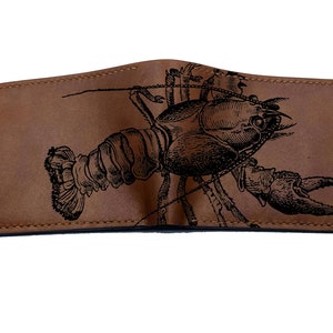 Portefeuille en cuir premium homard, cadeau portefeuille en cuir véritable grosses crevettes, cadeau portefeuille homard fait main personnalisé, nouveau portefeuille de Noël pour lui