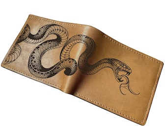 Snake Leather Wallet: Personalized Handmade Trifold Wallet