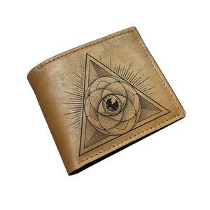 Cartera de cuero premium con el ojo de Horus, cartera de cuero genuino con el ojo del mal de ojo, cartera personalizada con el ojo de Egipto como regalo para él/cartera de cuero para Navidad