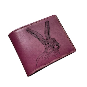 Cartera de cuero genuino con dibujo de conejo, idea de regalo de billetera con dibujo de conejo de primera calidad, idea de regalo de billetera linda para mascotas, regalo de billetera navideña personalizada