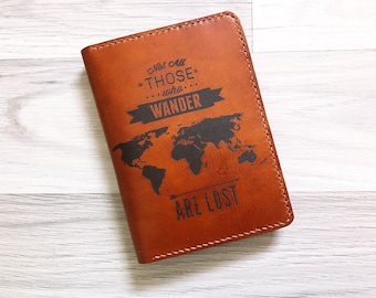 Travel Passport case World travel quotes Leather Passport Cover Holder Card Case