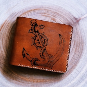 Portefeuille en cuir premium Anchor Sailor, cadeau homme personnalisé sur le thème de l'océan, vous êtes ma signification d'ancre, nouvelle idée cadeau portefeuille de Noël, art d'ancre
