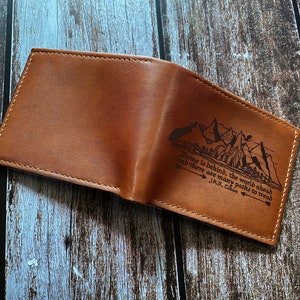 Portefeuille en cuir premium montagne LOTR Mordor personnalisé/La maison est derrière le monde en avance portefeuille en cuir fait main/Noel portefeuille montagne de Noël
