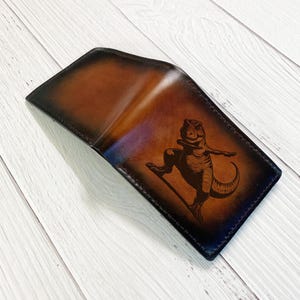 Divertida billetera de cuero premium para hombre con diseño de T-rex, billetera de cuero genuino con pátina para hombre, período Triásico Jurásico, billetera de cuero para regalo de Navidad