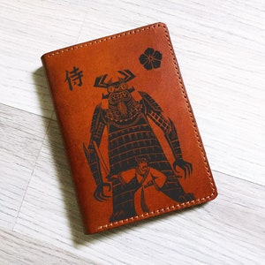 Samurai Jack cartoon premium leather passport wallet, cowhide leather passport cover, custom travel gift accessories, Christmas travel gift