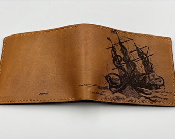 Kraken Leather Wallet: Handmade Cowhide Men's Wallet