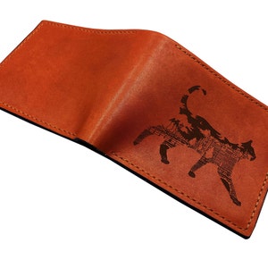Cartera de cuero genuino premium Cat and the City, cartera de cuero con diseño de Cat Boss, cartera de cuero unisex Cat, cartera divertida y única para mascotas navideñas