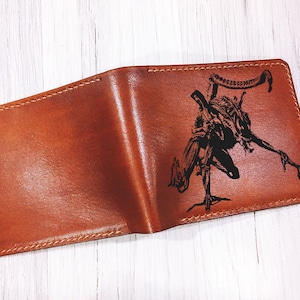 Portefeuille en cuir véritable extraterrestre, portefeuille en cuir Predator vs Alien, portefeuille sur le thème du film classique pour lui, nouveau portefeuille en cuir premium de Noël