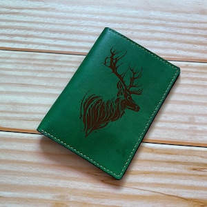 Portefeuille en cuir fait main Deer Elk, cuir véritable premium Fairy Deer Elk, cadeaux de chasse, animaux vikings, idée cadeau portefeuille personnalisé pour Noël