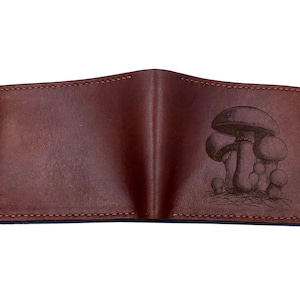 Bonita cartera de piel de primera calidad con diseño de hongo, cartera de piel auténtica de la familia Mushroom, cartera con un divertido diseño de ingredientes, cartera navideña nueva.