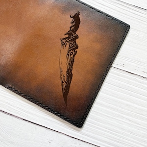 Portefeuille en cuir premium lame Crysknife, cadeau portefeuille en cuir personnalisé, idée cadeau cadeau portefeuille pour homme Noël arme de Dune, portefeuille en cuir véritable