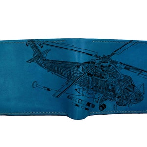 Cartera de hombre de primera calidad con forma de helicóptero recortado/cartera de piel de vaca auténtica con temática de mecánico/cartera de piel de avión hecha a mano/cartera nueva de Navidad