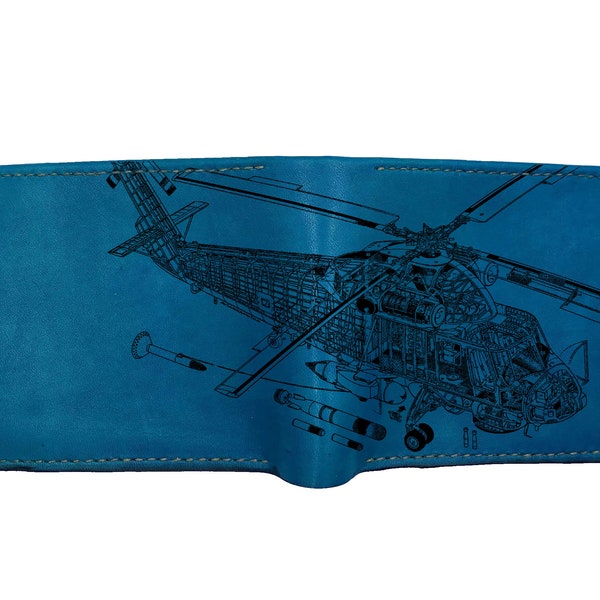 Cutaway Helicopter wallet/Mechanic wallet/Airplane leather handmade wallet/Christmas 2022 gift/boyfriend gift/birthday gift/dad gift/for him