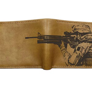 Portefeuille homme en cuir premium Snipper, portefeuille homme en cuir véritable fait main, portefeuille vétéran pour petit ami militaire/nouveau portefeuille de Noël pour lui